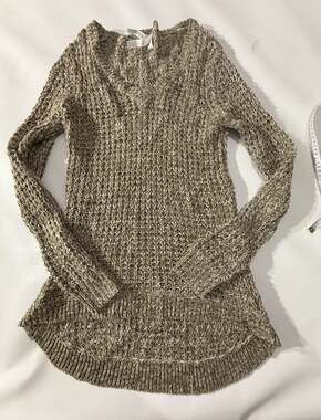Bobbie Brooks Womens L Beige Chunky Knit Sweaters Marled Oversized Boho